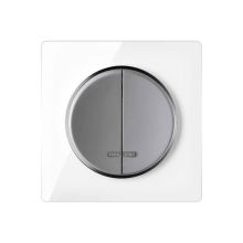 Double light switch with indicator light grey with glass cover frame in white