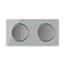 1x Interrupteur double, 1 voie + 1x interrupteur simple allumage avec plaque de finition en verre, 2 postes, horizontale - Gris