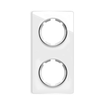 2-gang glass frame, vertical, series: Garda, white