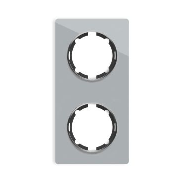 2-gang glass frame, vertical, series: Garda, grey