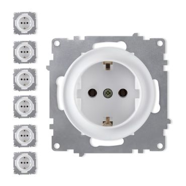 7x Schuko socket outlet set - white