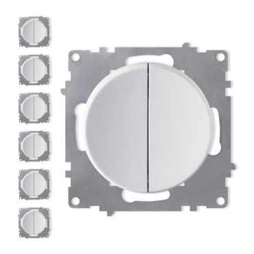 7x 2-gang one-way switch set - white