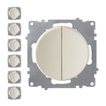 7x 2-gang one-way switch set - beige