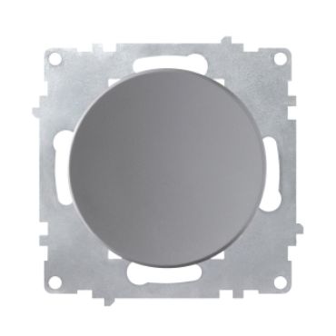 Simple push-button switch, flush-mount light switch, without frame, round, grey