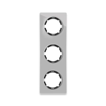 3-gang glass frame, vertical, series: Garda, grey