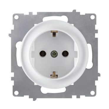 Schuko socket with protective shutters and grounding, screw terminals, without frame.