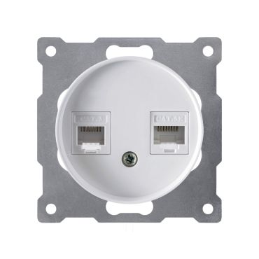 Combination Data Connection Box, Double, 2-Port, Network Socket 2xRJ45, CAT5e, Flush-Mount, without frame, white