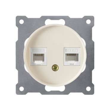 Combination Data Connection Box, Double, 2-Port, Network Socket 2xRJ45, CAT5e, Flush-Mount, without frame, beige