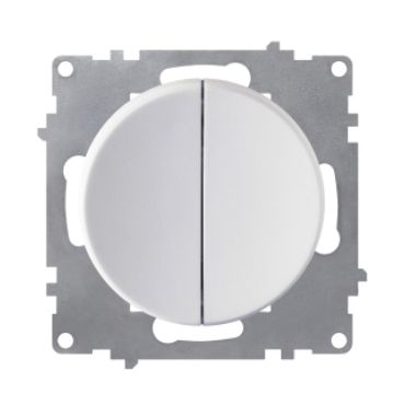 Series switch, double, 1-way, flush-mount, without frame. White
