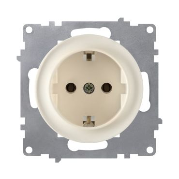 Schuko socket with screw terminals, grounding, 230V/16A, without frame, beige