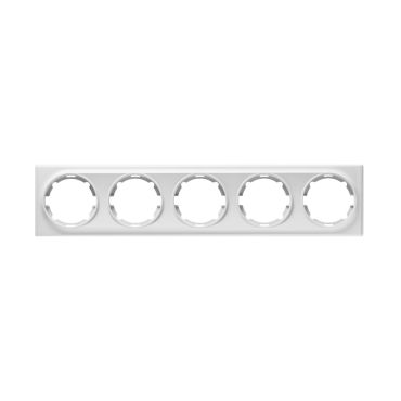 Cover frame for light switch, five sockets, horizontal, flush-mount, Florence series, white