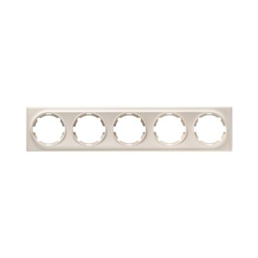 Cover frame for light switch, five sockets, horizontal, flush-mount, Florence series, beige