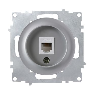 Data connection socket, network socket 1xRJ45, CAT5e, flush-mount, without frame, grey
