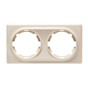 Cover frame for light switch, double socket, horizontal, flush-mount, Florence series, beige
