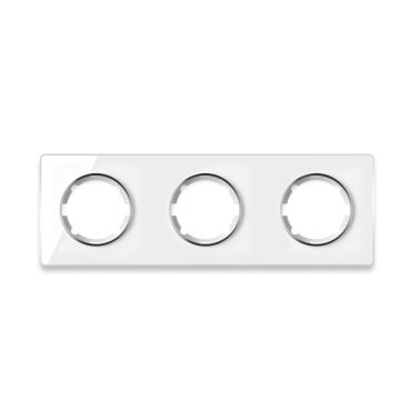 Glass cover frame for light switch, triple socket, horizontal, flush-mount, Garda series, white