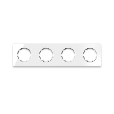 Glass cover frame for light switch, quadruple socket, horizontal, flush-mount, Garda series, white