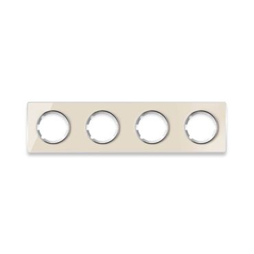 Glass cover frame for light switch, quadruple socket, horizontal, flush-mount, Garda series, beige