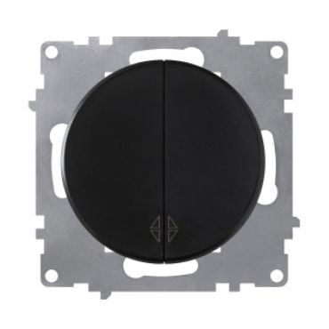 Double changeover switch, flush-mount, without frame, black