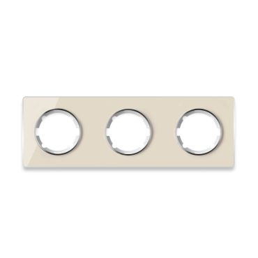 Glass cover frame for light switch, triple socket, horizontal, flush-mount, Garda series, beige