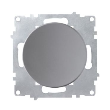 Cross switch, round light switch, screwless terminals, flush-mount, without frame, grey