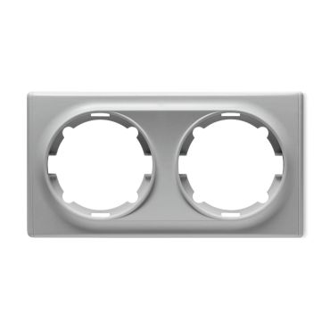 Cover frame for light switch, double socket, horizontal, flush-mount, Florence series, grey