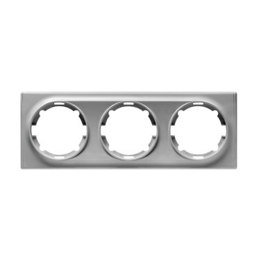 Cover frame for light switch, triple socket, horizontal, flush-mount, Florence series, grey