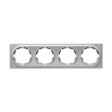 Cover frame for light switch, quadruple socket, horizontal, flush-mount, Florence series, grey