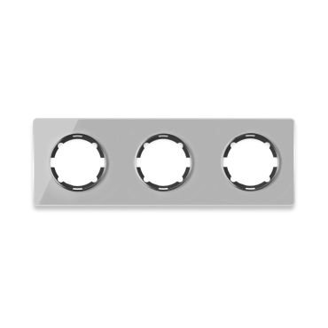 Glass cover frame for light switch, triple socket, horizontal, flush-mount, Garda series, grey