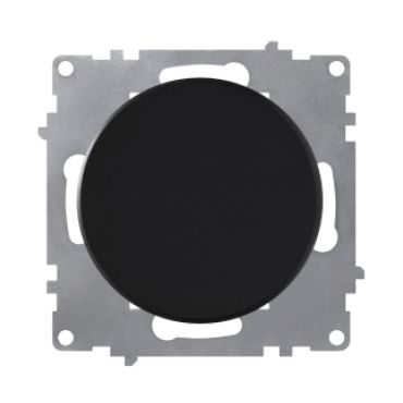 Cross switch, round light switch, screwless terminals, flush-mount, without frame, black