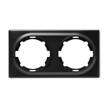 Cover frame for light switch, double socket, horizontal, flush-mount, Florence series, black