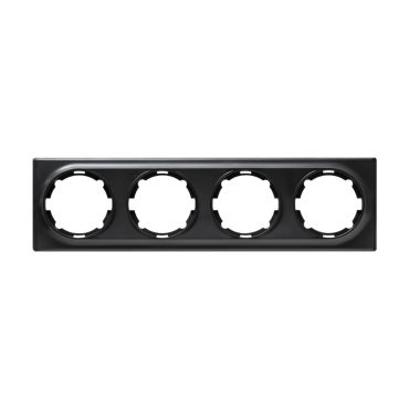 Cover frame for light switch, quadruple socket, horizontal, flush-mount, Florence series, black