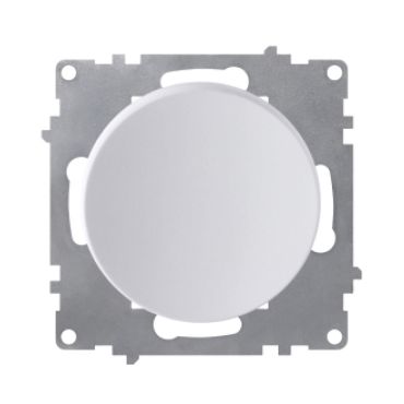 Simple push-button switch, flush-mount light switch, without frame, round, white