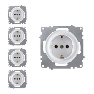 5х Schuko socket set — white