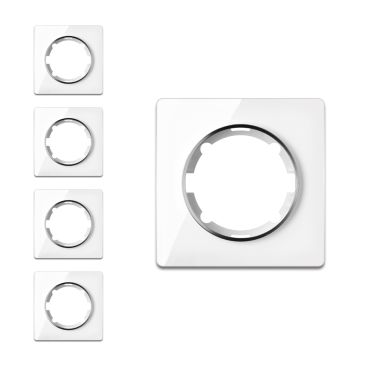 Garda Line Set of 5 Glass Cover Frames for Light Switches and Sockets, white