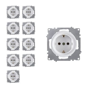 10x Schuko socket set — white