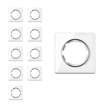 Garda Line Set of 10 Glass Cover Frames for Light Switches and Sockets, white