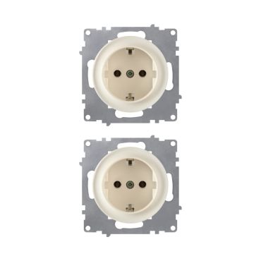 2х Schuko socket set — beige