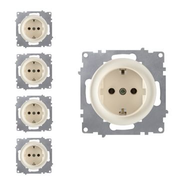 5х Schuko socket set — beige