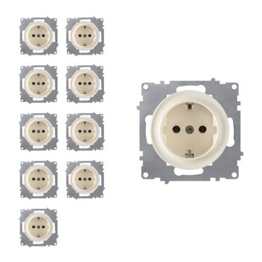 10x Schuko socket set — beige