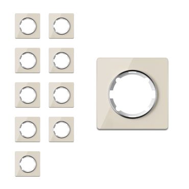 Garda Line Set of 10 Glass Cover Frames for Light Switches and Sockets, beige