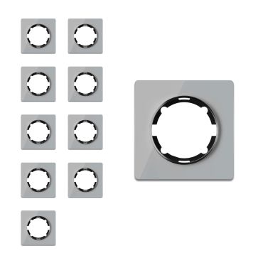 Garda Line Set of 10 Glass Cover Frames for Light Switches and Sockets, grey