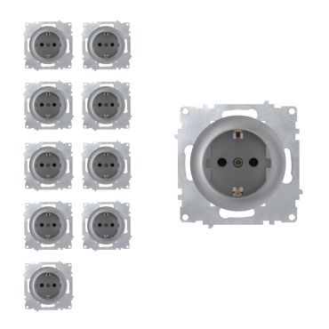 10x Schuko socket set — gray