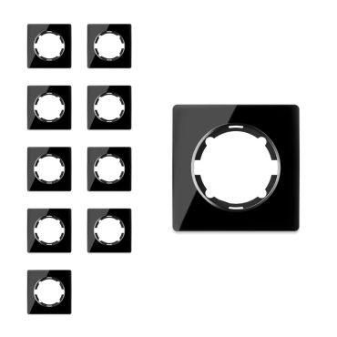 Garda Line Set of 10 Glass Cover Frames for Light Switches and Sockets, black