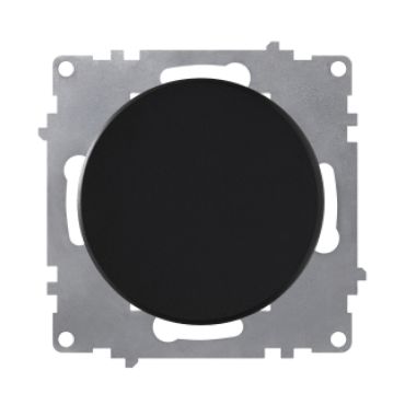 Simple push-button switch, flush-mount light switch, without frame, round, black