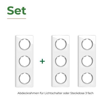 3x Garda Glass Cover Frame Set: Triple Vertical Frame, white