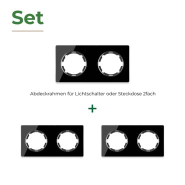 3x Garda Glass Frame Set: Double horizontal frame set, black