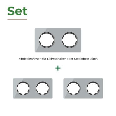 3x Garda Glass Frame Set: Double horizontal frame set, grey