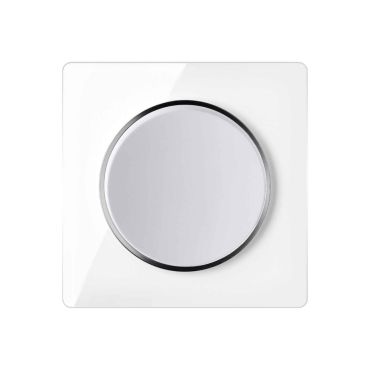 Light switch with glass cover frame in white