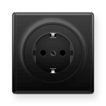 Schuko socket outlet with Florence frame - black