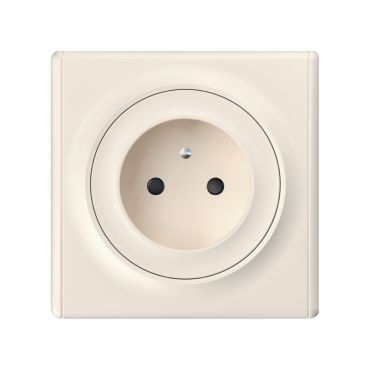 Ensemble prise type E avec terre 16A, plaque Florence en plastique - "Beige"